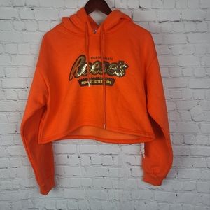 Forever 21 | Tops | Forever 2 Reeses Peanut Butter Cups Orange Graphic Crop  Hoodie Sz L | Poshmark